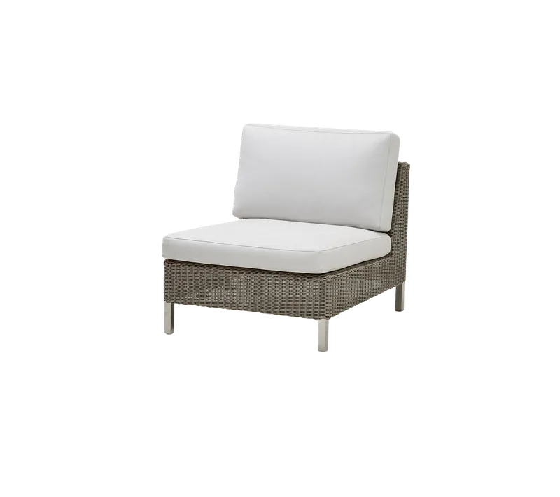Connect single seater module von Cane-line in Taupe, large round Weave, White, Natté w/QuickDry & Airflow – Produktfoto