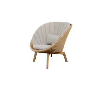 Peacock lounge chair by Cane-line in Natural, large flat peel Weave w/teak, Desert sand, Rise w/QuickDry & Airflow – product photo 2 of 2