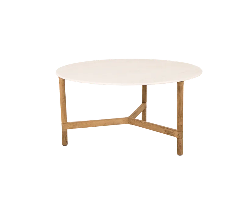 Twist coffee table, large von Cane-line in Teak, Travertine look, Ceramic – Produktfoto