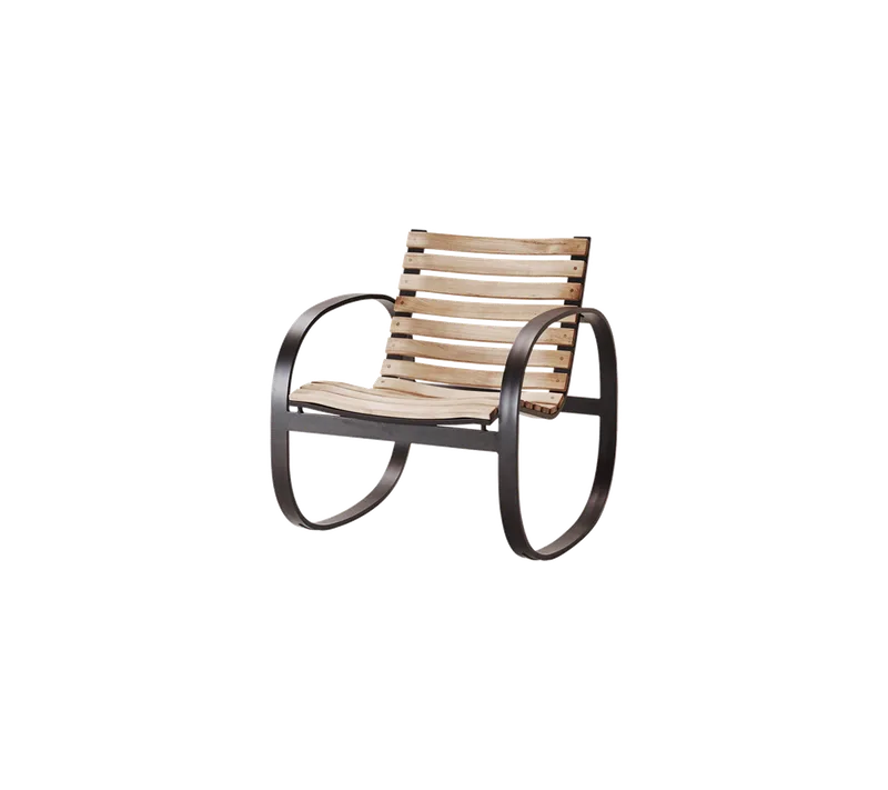Parc rocking chair von Cane-line in Teak w/lava grey aluminium – Produktfoto
