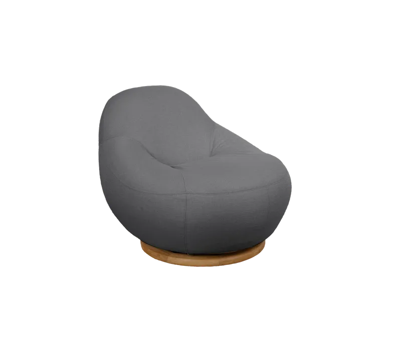 Gem lounge chair w/teak swivel van Cane-line in Grey, AirTouch w/teak incl. QuickDry & Airflow – productfoto