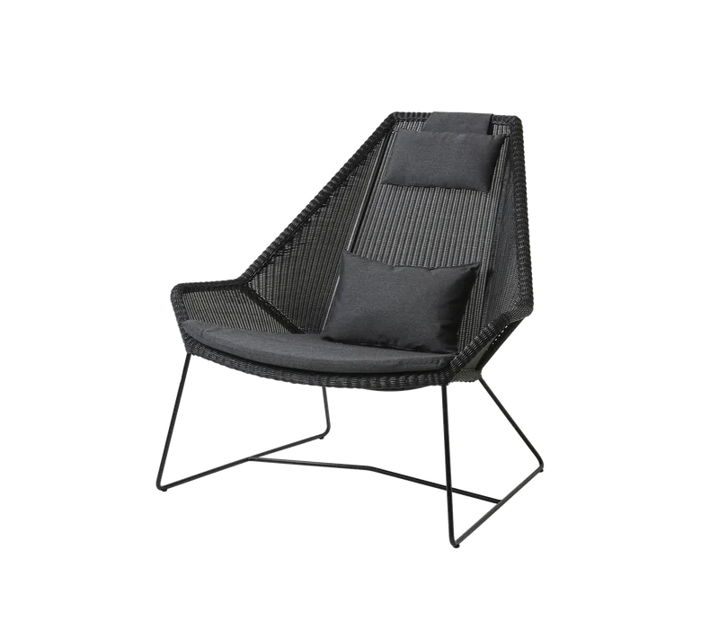Breeze highback chair by Cane-line in Black, small round Weave, Black, Natté – product photo