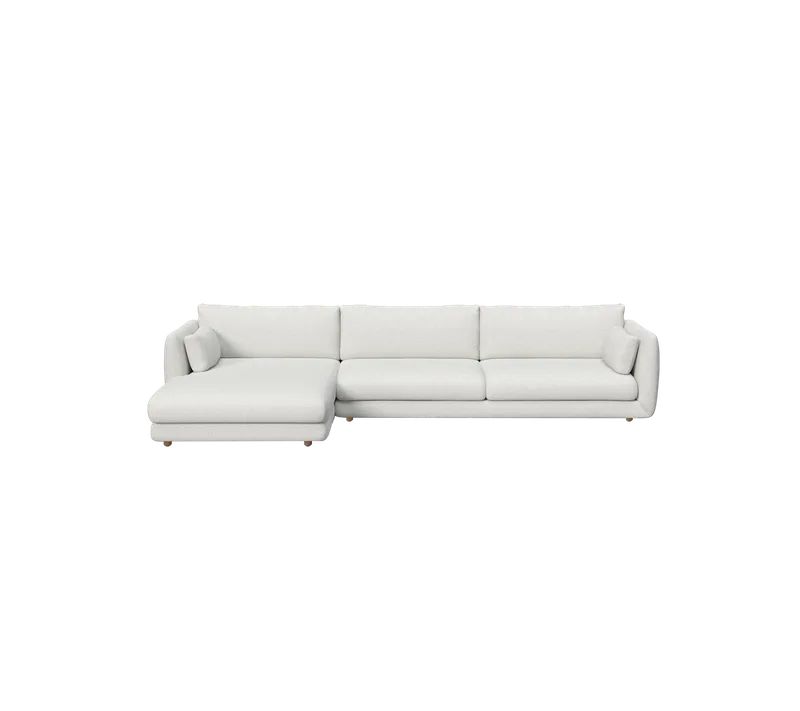 Bloom 3-seater sofa with chaise longue, right and teak legs von Cane-line in Light grey, Ambience – Produktfoto