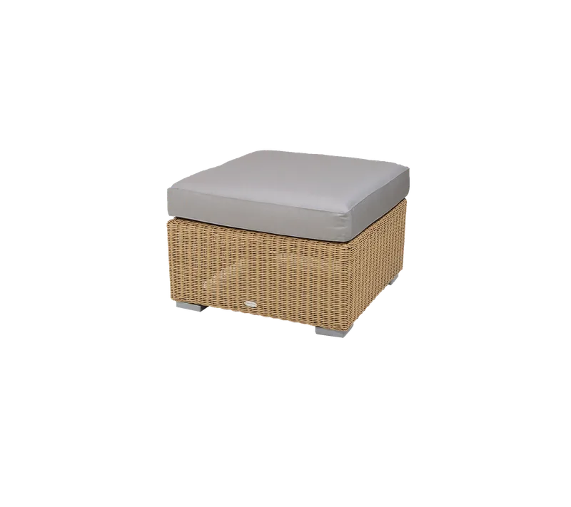 Chester footstool/coffee table by Cane-line in Natural, large round Weave, Taupe, Natté w/QuickDry & Airflow – product photo