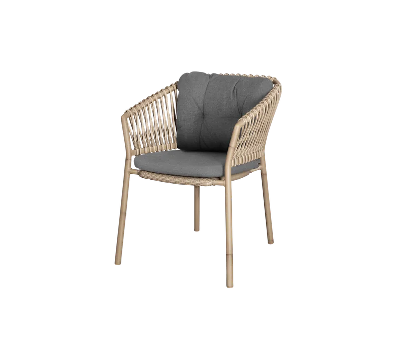 Ocean chair de Cane-line en Natural, aluminium w/natural, medium round sticks Weave, Grey, AirTouch – photo du produit