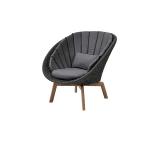 Peacock lounge chair de Cane-line en Dark grey, medium flat Soft Rope w/teak, Grey, Natté w/QuickDry & Airflow – photo du produit 2 sur 2