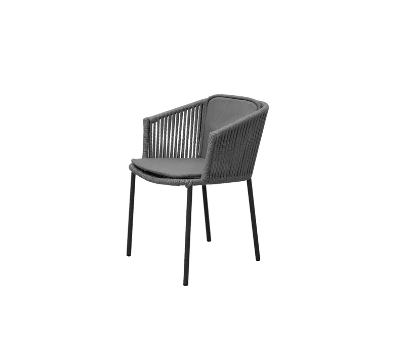 Moments chair, stackable by Cane-line in Dark grey, string open Soft Rope, Grey, Natté seat/back – product photo 2 of 2