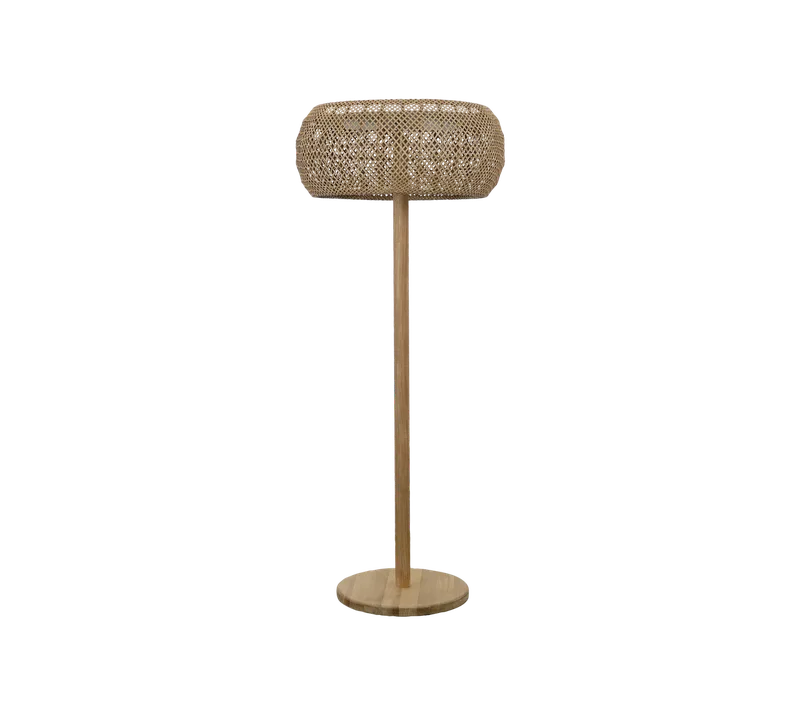 Illusion Glow floor lamp von Cane-line in Natural, mini cross Weave w/teak, Solar LED – Produktfoto