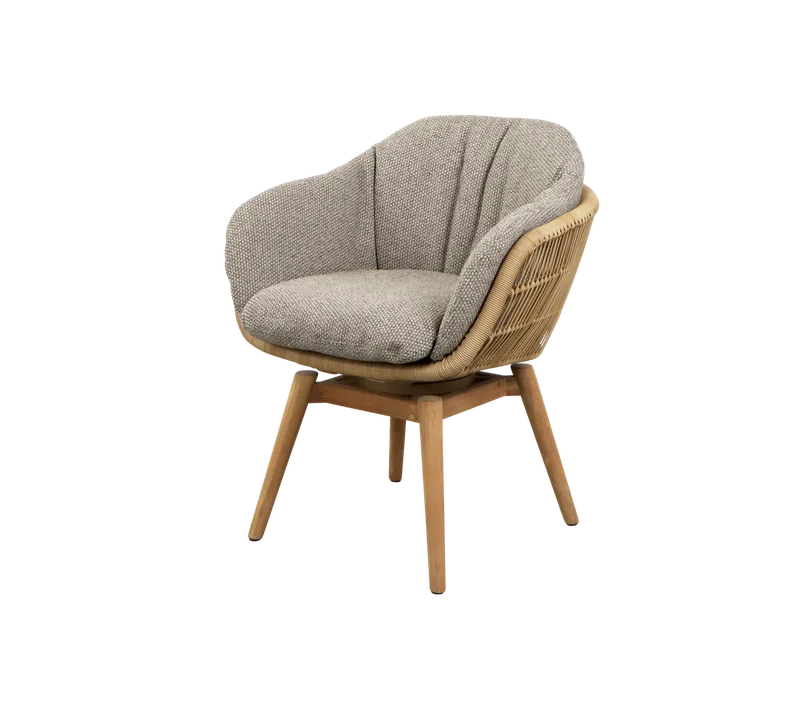 Stay chair w/teak swivel by Cane-line in Natural, small round core Weave w/teak, Light brown, Rise w/QuickDry & Airflow – product photo