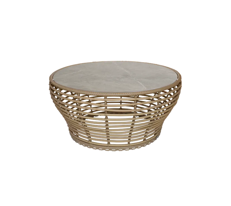 Basket coffee table, large by Cane-line in Natural, braid Weave, Taupe, Ceramic – product photo