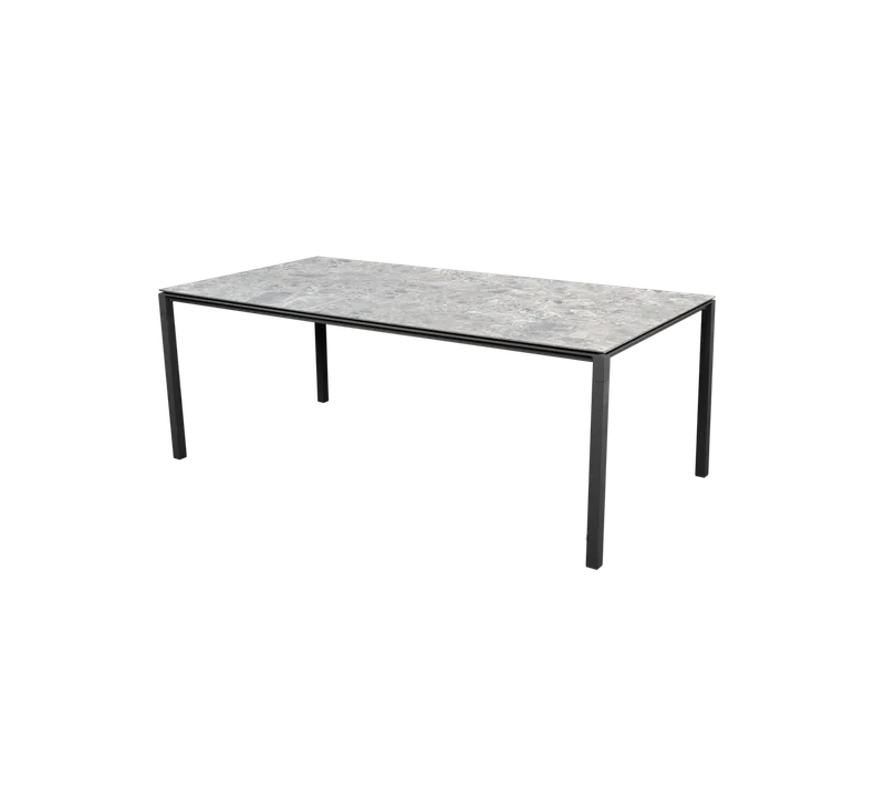 Pure dining table, 200x100 cm by Cane-line in Lava grey, aluminium, Multi colour, ceramic – product photo