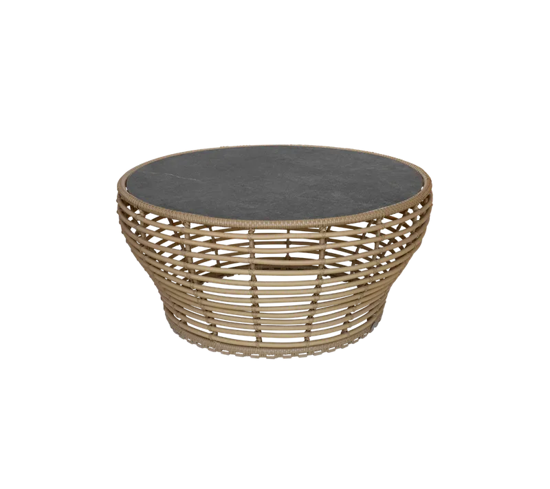 Basket coffee table, large von Cane-line in Natural, braid Weave, Fossil black, ceramic – Produktfoto