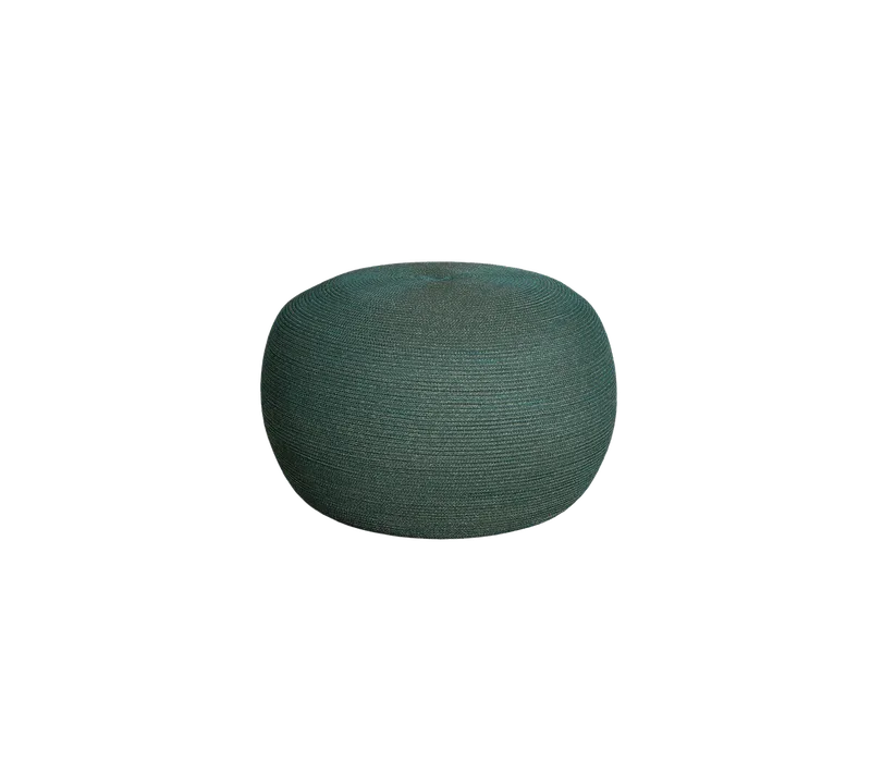 Circle footstool large van Cane-line in Dark green, swirl Soft Rope w/QuickDry & Airflow – productfoto
