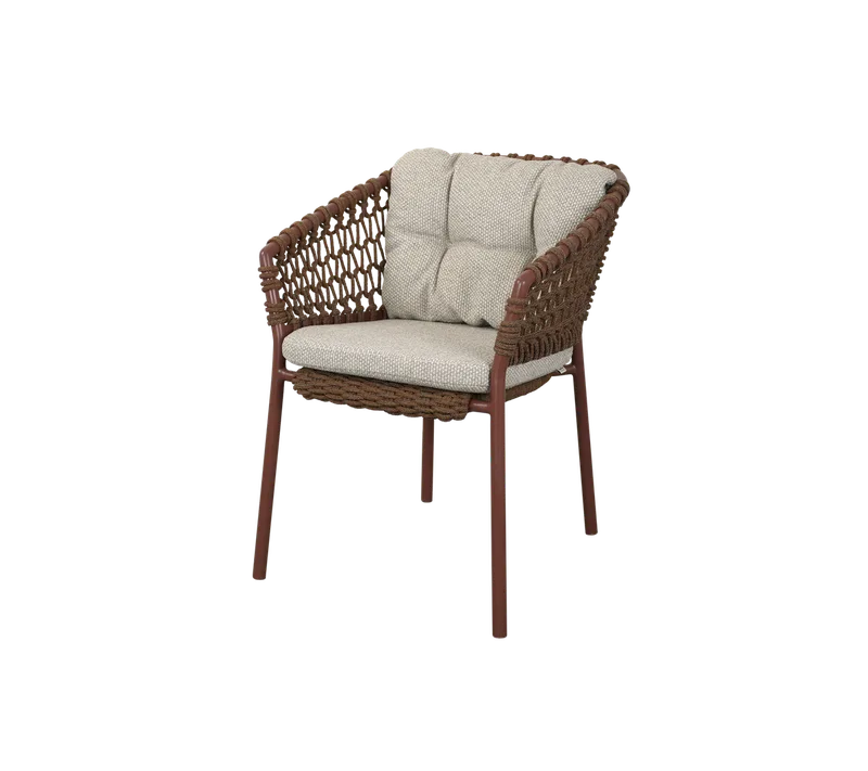 Ocean chair by Cane-line in Umber brown, round open Soft Rope, Desert sand, Rise – product photo