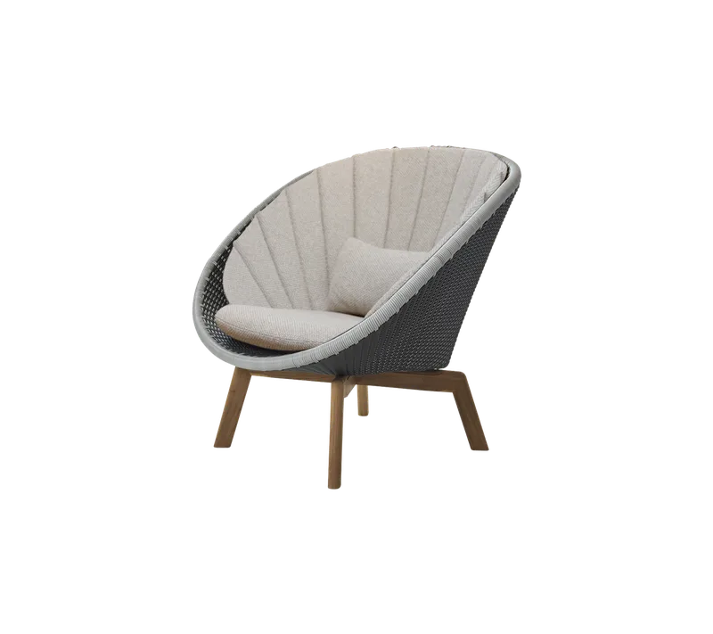 Peacock lounge chair by Cane-line in Grey/light grey, small flat peel Weave w/teak, Desert sand, Rise w/QuickDry & Airflow – product photo 2 of 2