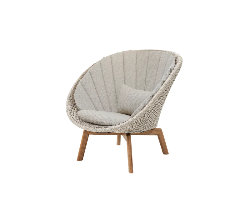 Peacock lounge chair by Cane-line in Sand, medium flat Soft Rope w/teak, Desert sand, Rise w/QuickDry & Airflow – product photo 2 of 2