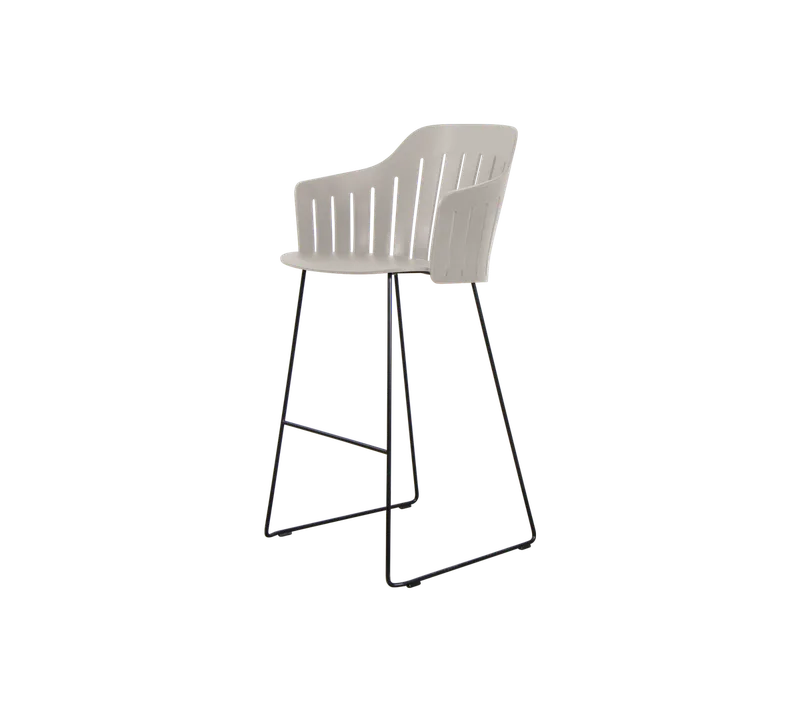 Choice bar chair by Cane-line in Taupe, polypropylene, up to 98% recycled, Black, steel, indoor – product photo 2 of 2