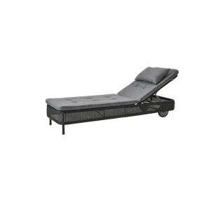 Presley sunbed by Cane-line in Black, small round Weave, Grey, Natté w/QuickDry & Airflow – product photo 2 of 2