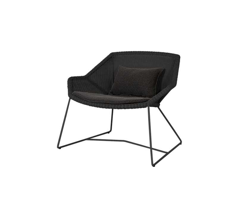 Breeze lounge chair by Cane-line in Black, small round Weave, Dark grey, Focus – product photo