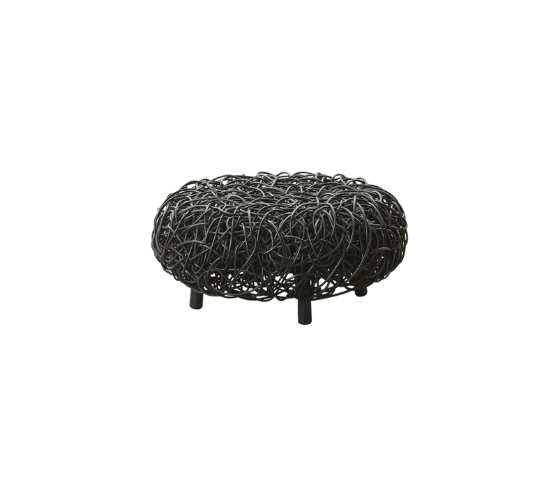 Loop footstool by Cane-line in Black, small round sticks rattan – product photo