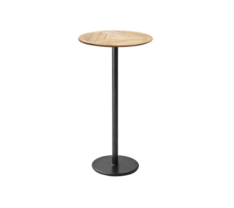 Go bar table dia. 60 cm by Cane-line in Lava grey, aluminium, Teak, geometric 60 cm – product photo
