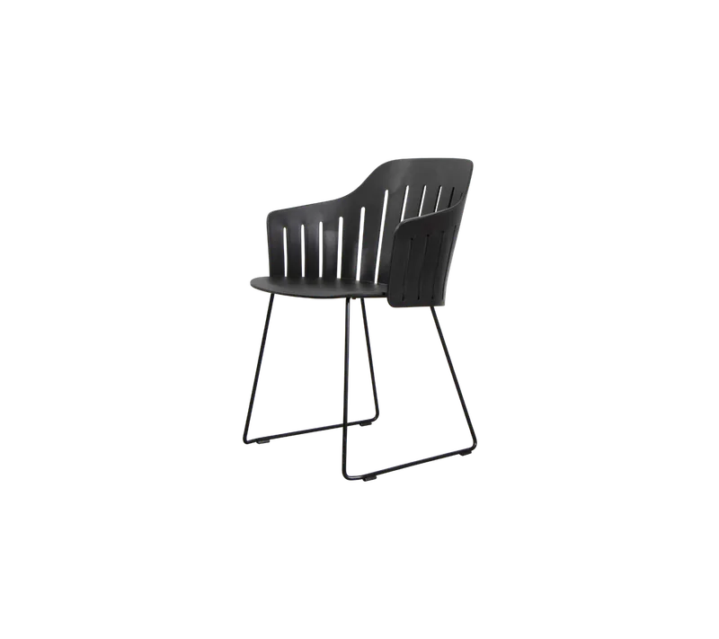 Choice chair with sled legs by Cane-line in Black, polypropylene, up to 98% recycled, Black, steel, sledge, indoor – product photo