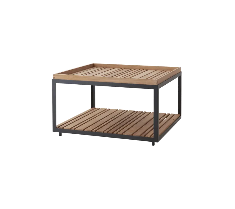 Level coffee table, large von Cane-line in Lava grey, aluminium, Teak – Produktfoto