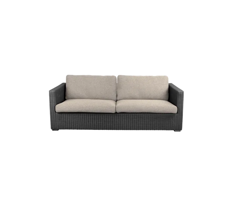 Chester 3-seater sofa by Cane-line in Graphite, large round Weave, Desert sand, Rise w/QuickDry & Airflow – product photo