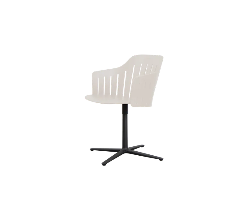 Choice chair with swivel base van Cane-line in Sand, polypropylene, up to 98% recycled, Black, aluminium – productfoto