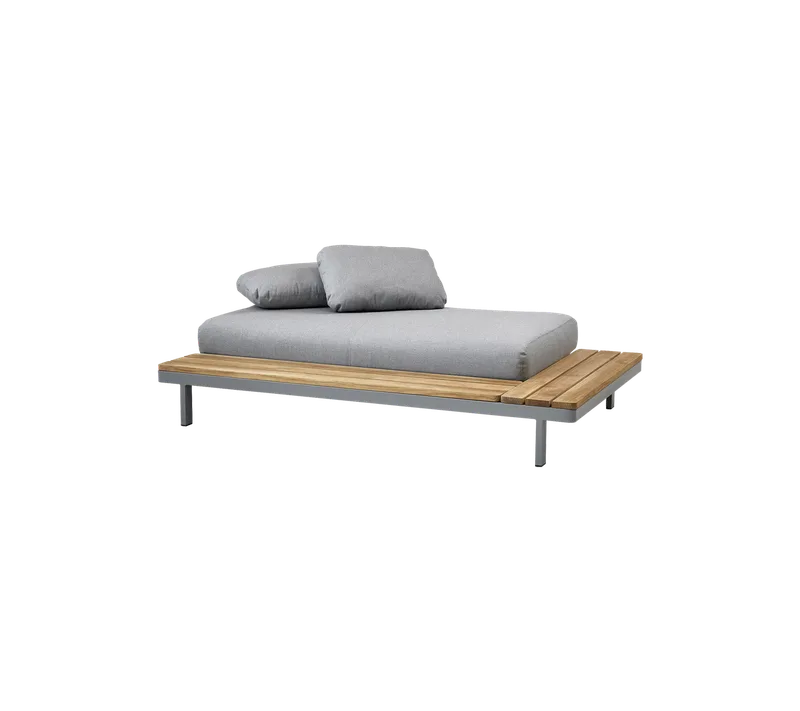 Space 2-seater module sofa by Cane-line in Light grey, AirTouch w/QuickDry & Airflow, Teak, Teak – product photo