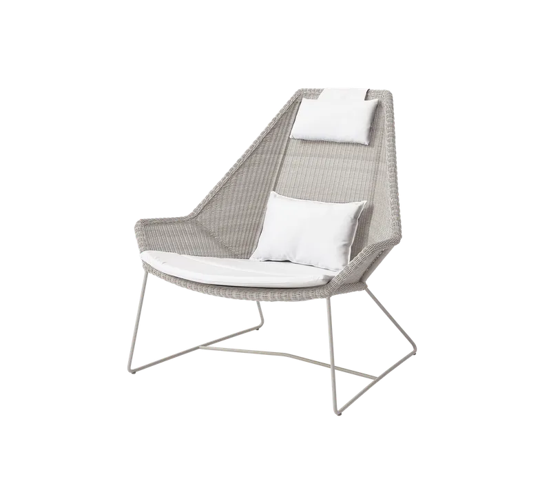Breeze highback chair van Cane-line in Sand, small round Weave, White, Natté – productfoto