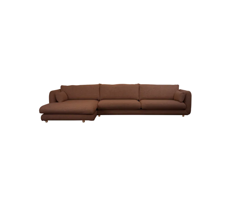 Bloom 3-seater sofa with chaise longue, right and teak legs de Cane-line en Desert red, Emmi – photo du produit