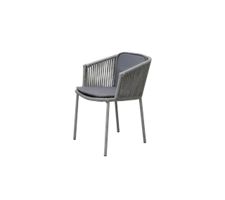 Moments chair, stackable van Cane-line in Dark grey, string open Soft Rope, White, Natté – productfoto 1 van 2