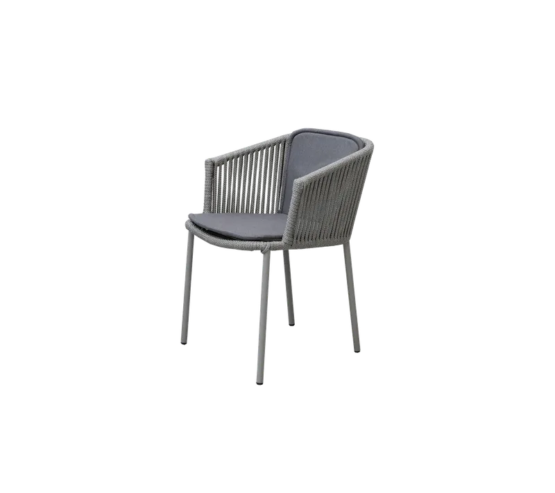Moments chair, stackable van Cane-line in Dark grey, string open Soft Rope, White, Natté – productfoto 1 van 2