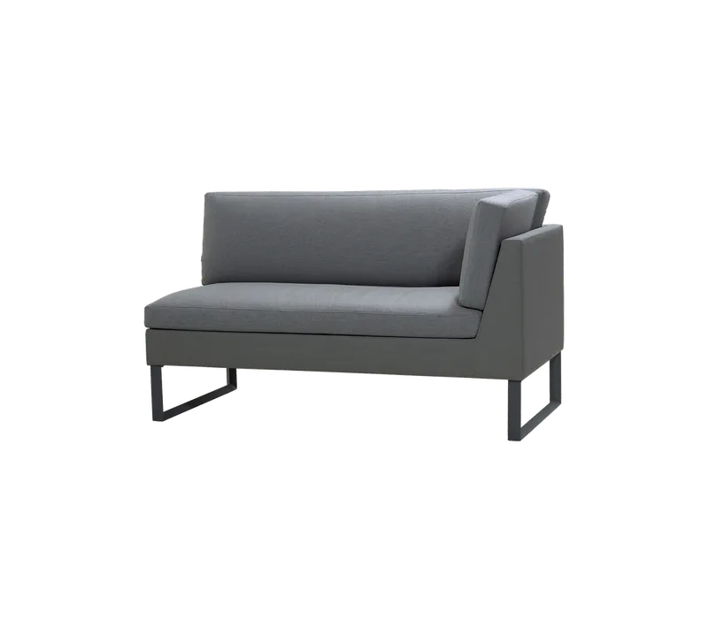 Flex 2-seater sofa, left module by Cane-line in Grey, Tex incl. grey, Natté w/QuickDry & Airflow – product photo