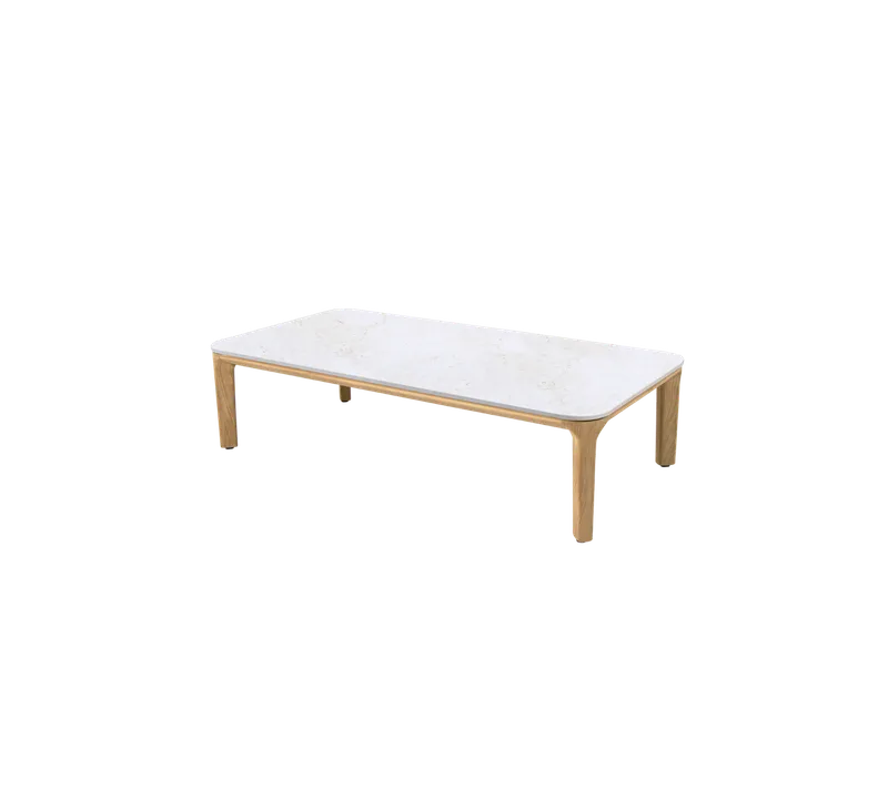 Aspect coffee table, 120x60 cm by Cane-line in Teak, Travertine look, Ceramic w/rounded corners – product photo