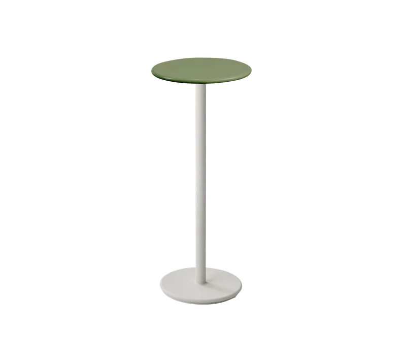 Go bar table dia. 45 cm van Cane-line in Sand, Aluminium, Olive green, semi glossy aluminium – productfoto