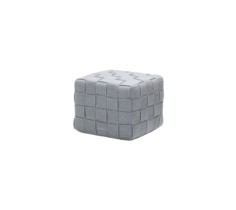 Cube footstool by Cane-line in Light grey, square Soft Rope w/QuickDry & Airflow – product photo