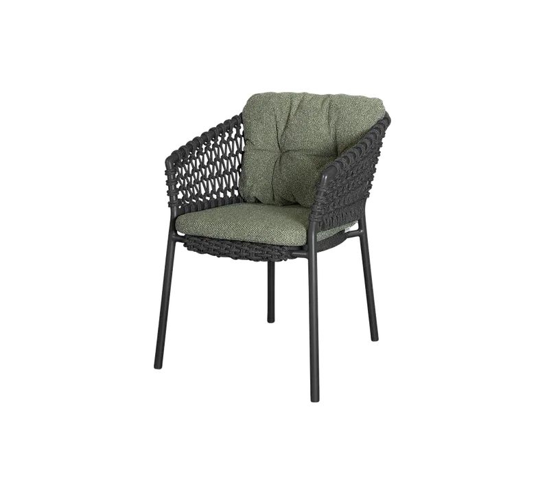 Ocean chair de Cane-line en Dark grey, round open Soft Rope, Dark green, Wove – photo du produit