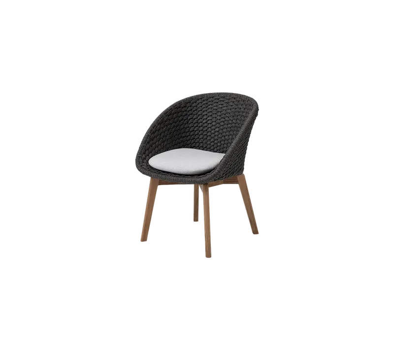 Peacock chair by Cane-line in Dark grey, medium flat Soft Rope w/teak, Light grey, Natté – product photo 2 of 2