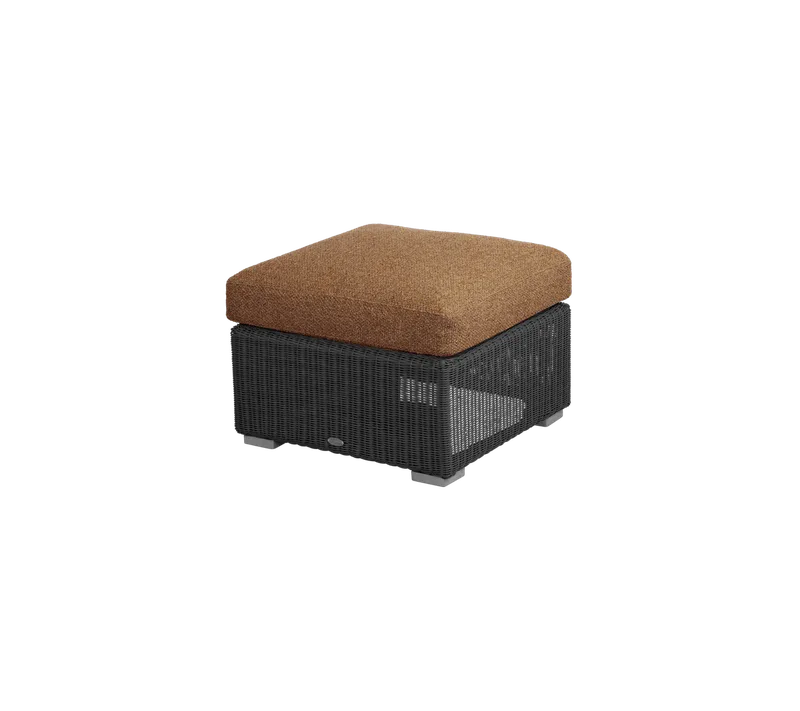 Chester footstool/coffee table by Cane-line in Graphite, large round Weave, Umber brown, Rise w/QuickDry & Airflow – product photo