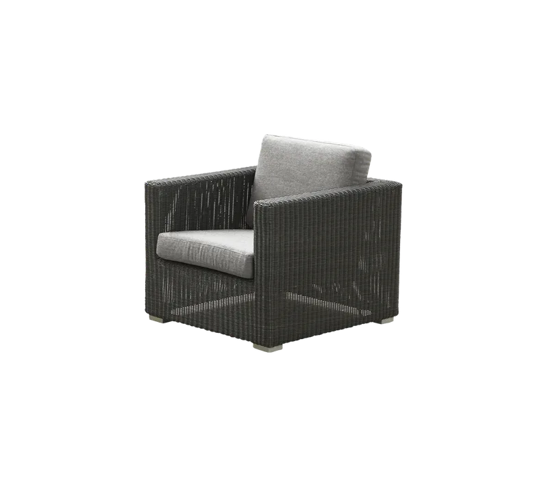 Chester lounge chair de Cane-line en Graphite, large round Weave, Light grey, Natté w/QuickDry & Airflow – photo du produit