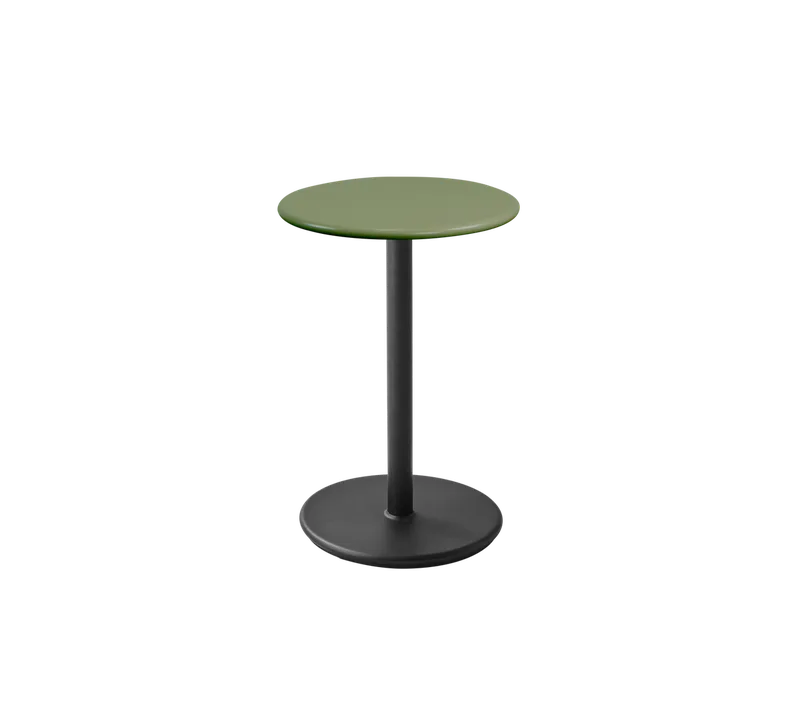 Go café table dia. 45 cm de Cane-line en Lava grey, aluminium, Olive green, semi glossy aluminium – photo du produit