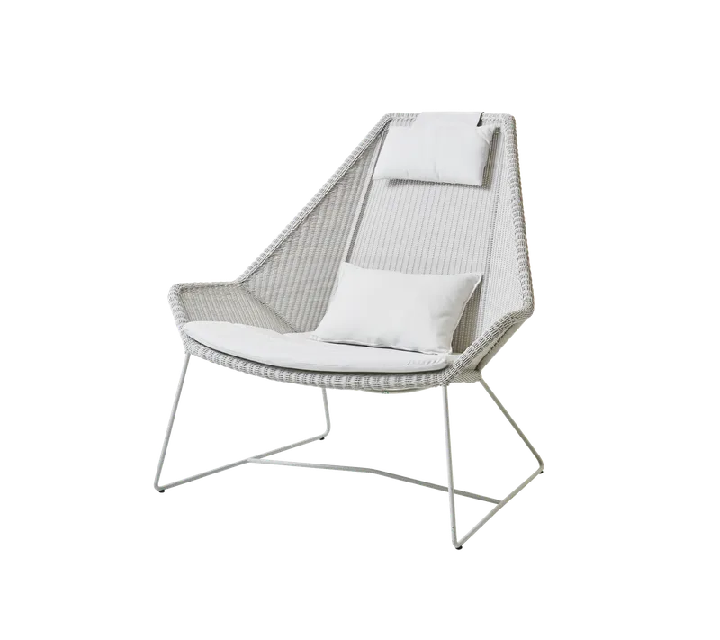 Breeze highback chair van Cane-line in White grey, small round Weave, White, Natté – productfoto