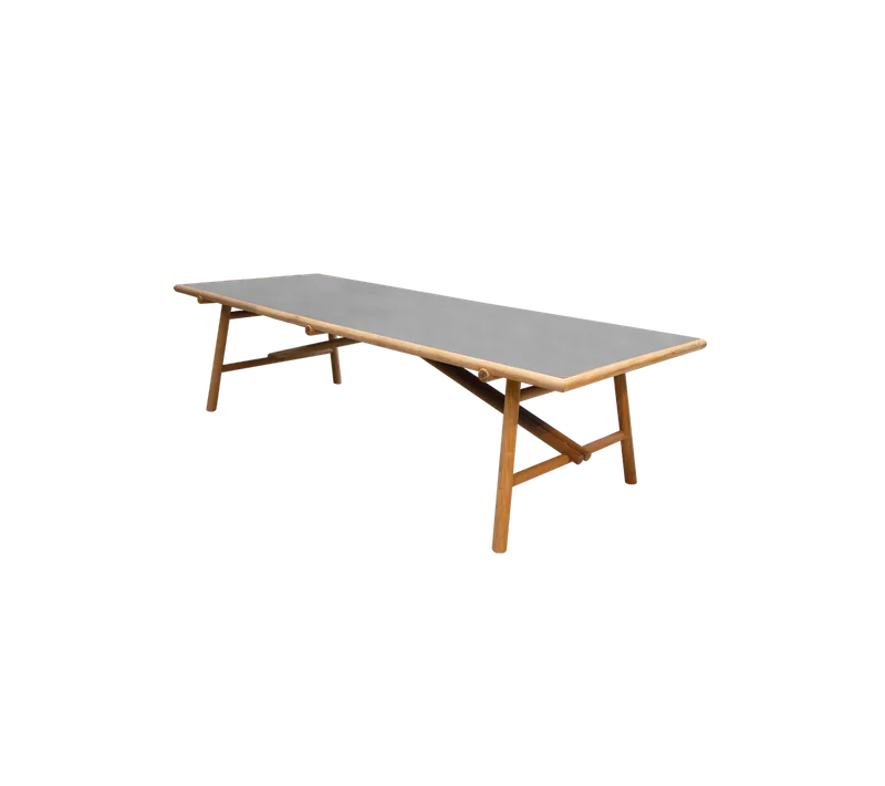 Sticks dining table, 280x100 cm by Cane-line in Teak, Concrete grey, ceramic – product photo