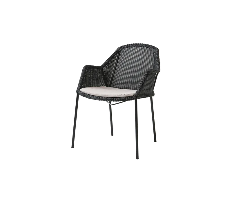Breeze chair, stackable de Cane-line en Black, small round Weave, Sand, Natté – photo du produit