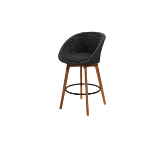 Peacock bar chair van Cane-line in Dark grey, medium flat Soft Rope w/teak, Dark grey, Focus – productfoto 2 van 2