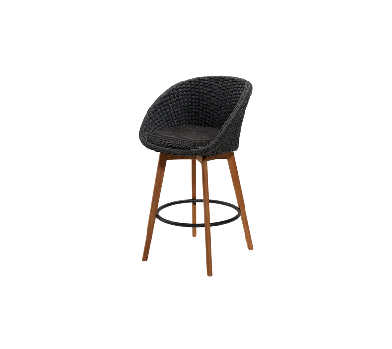 Peacock bar chair van Cane-line in Dark grey, medium flat Soft Rope w/teak, Dark grey, Focus – productfoto 2 van 2