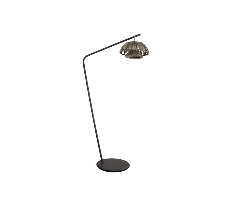 Illusion lamp, hanging / Illusion lamp w/stand von Cane-line in Taupe, medium flat Soft Rope, Solar LED, Lava grey, aluminium – Produktfoto