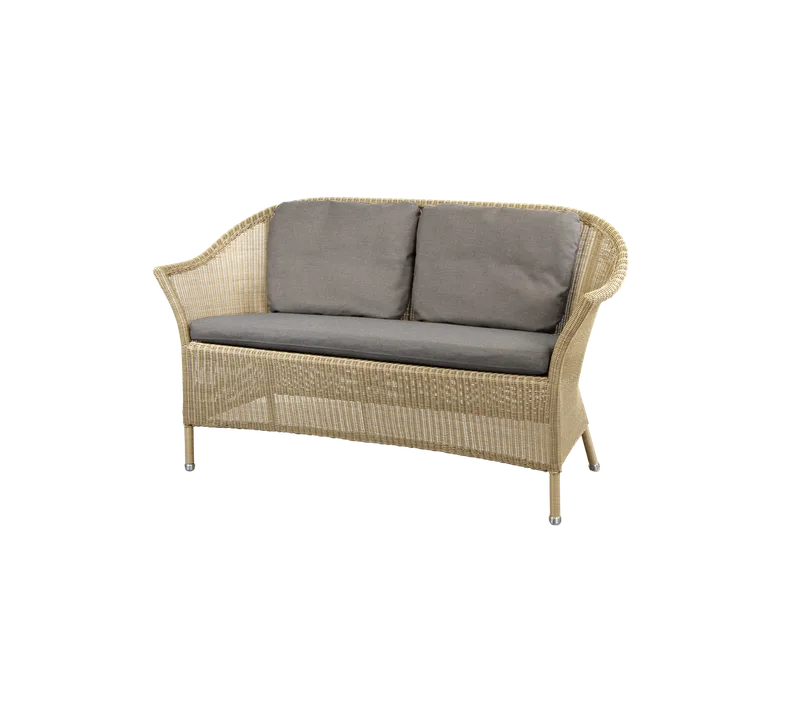 Lansing 2-seater sofa by Cane-line in Natural, small round Weave, Taupe, Natté, Taupe, Natté w/2 cushions – product photo